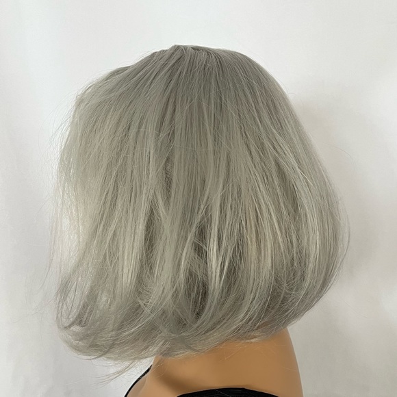 Silver Grey Color โPut On & Goโ Synthetic Wig with Bangs for Events or Cosplay - Picture 7 of 10